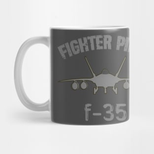 Fighter pilot F-35 fighter plane silhouette in minimalist military aviation style Mug